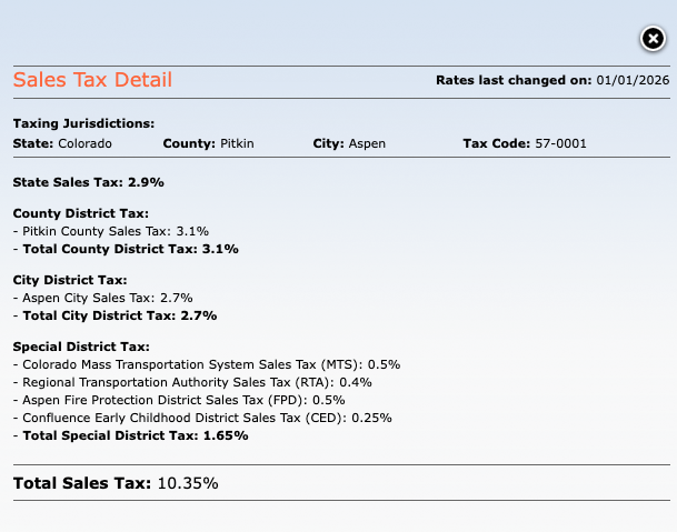 Simple Sales Tax API